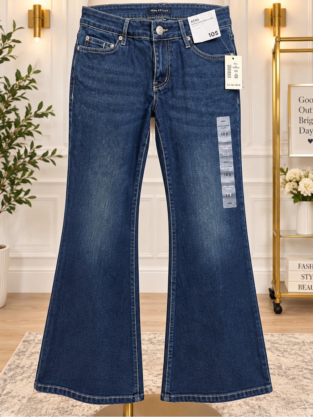 Aeropostale Aero Super Low Rise Flare Jeans 10S Butterfly Embroidered NWT